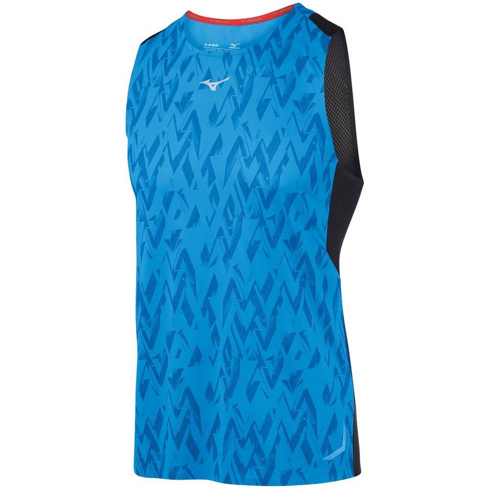 Mizuno Men's Aero Running Tank Top Blue/Black (421680-LHI)